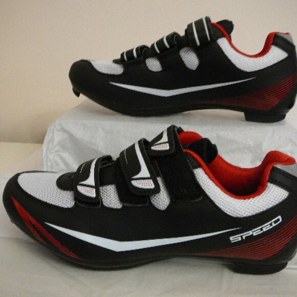 Men's SPEED European Bike Cycling Shoes EU 41 Black White Red Colors-US 8.5 NWOB - Picture 3 of 7